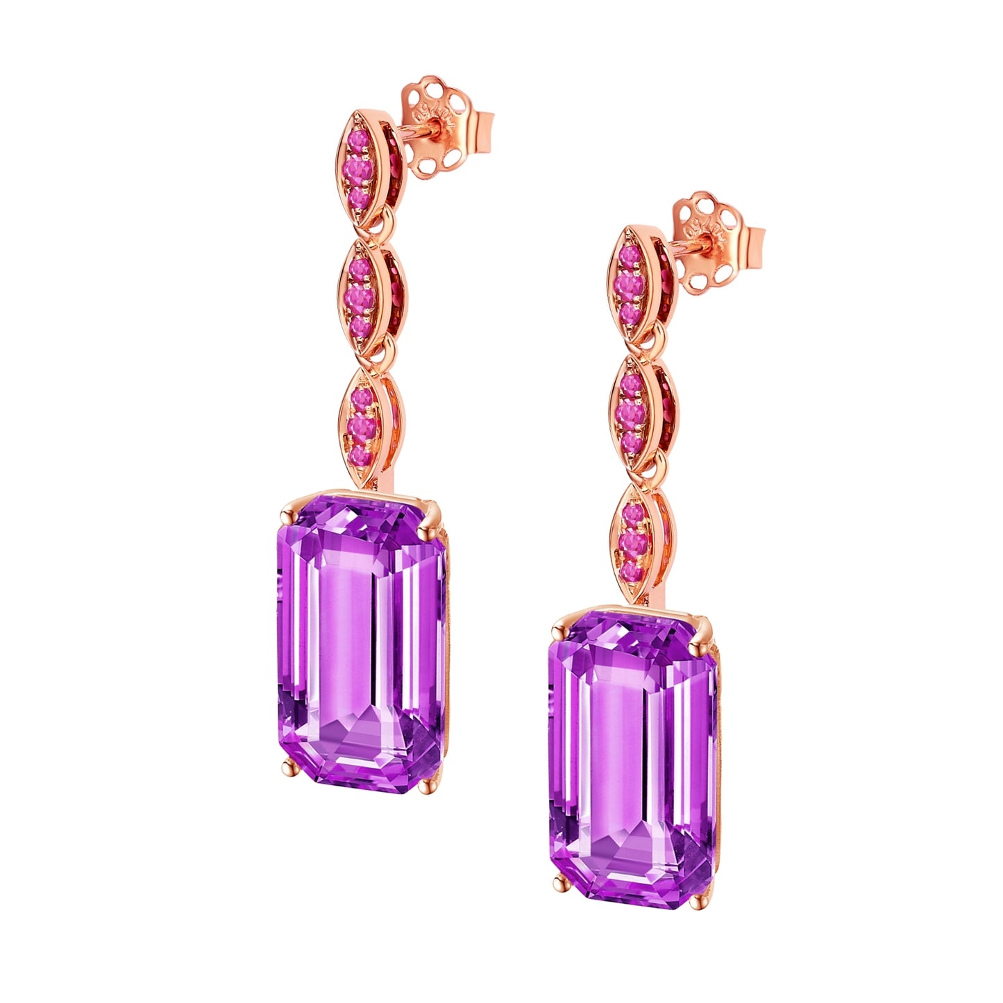 Victoriana Emerald Cut Long Drop Earrings