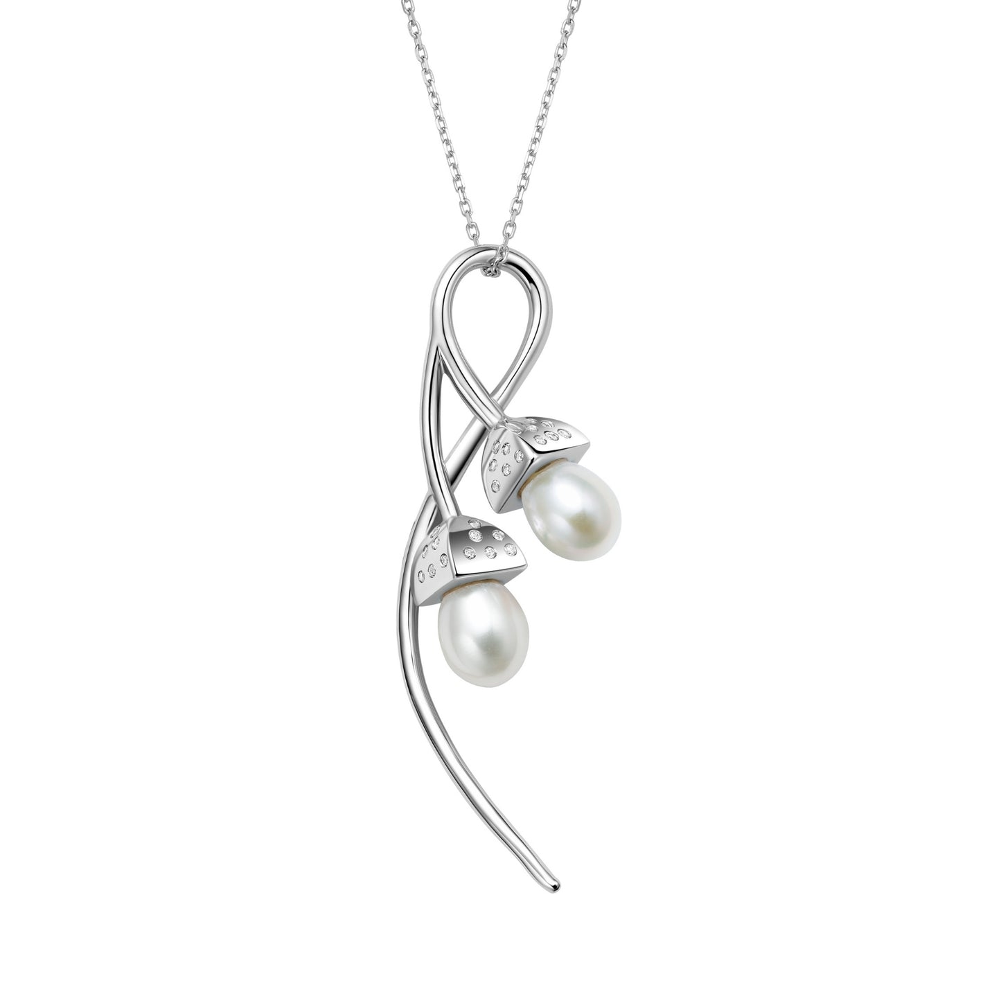 Snowdrop Double Pendant with Cubic Zirconia