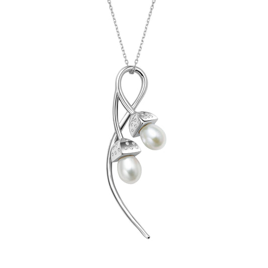 Snowdrop Double Pendant with Cubic Zirconia