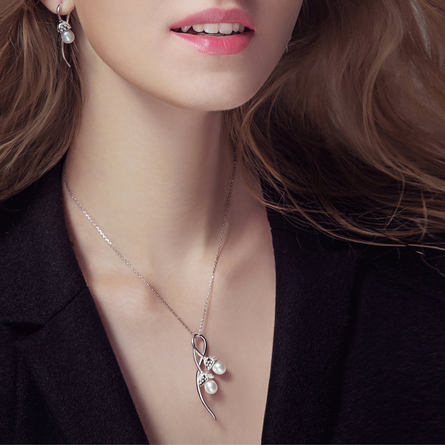 Snowdrop Double Pendant with Cubic Zirconia