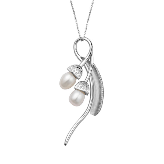 Snowdrop Double Pendant with Leaf Detail