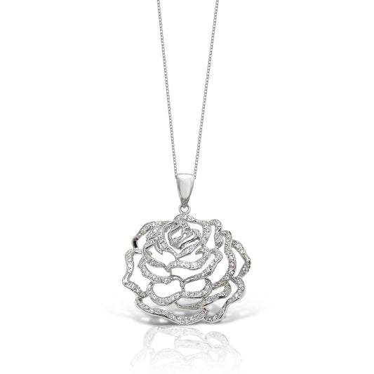 Rose Large Pendant with Cubic Zirconia