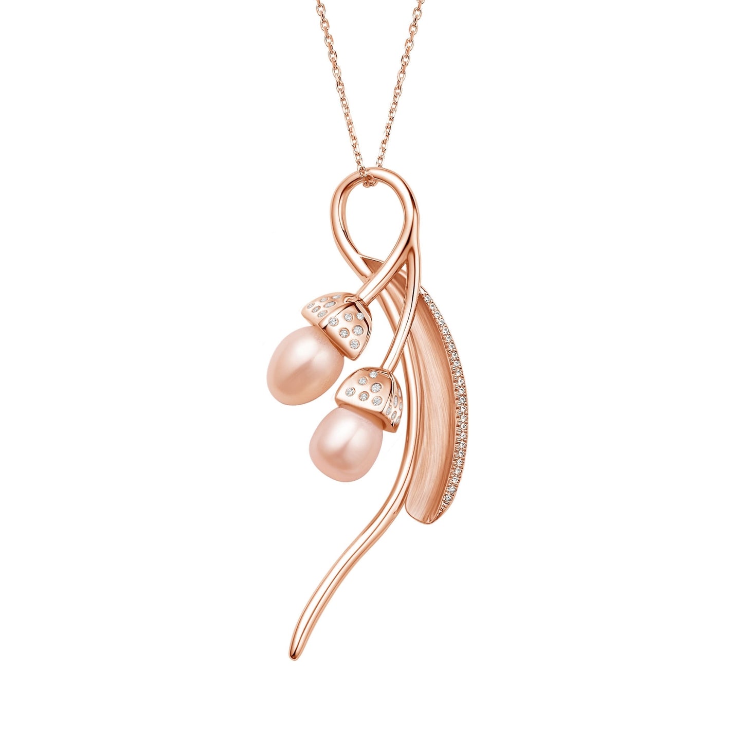 Snowdrop Double Pendant with Leaf Detail