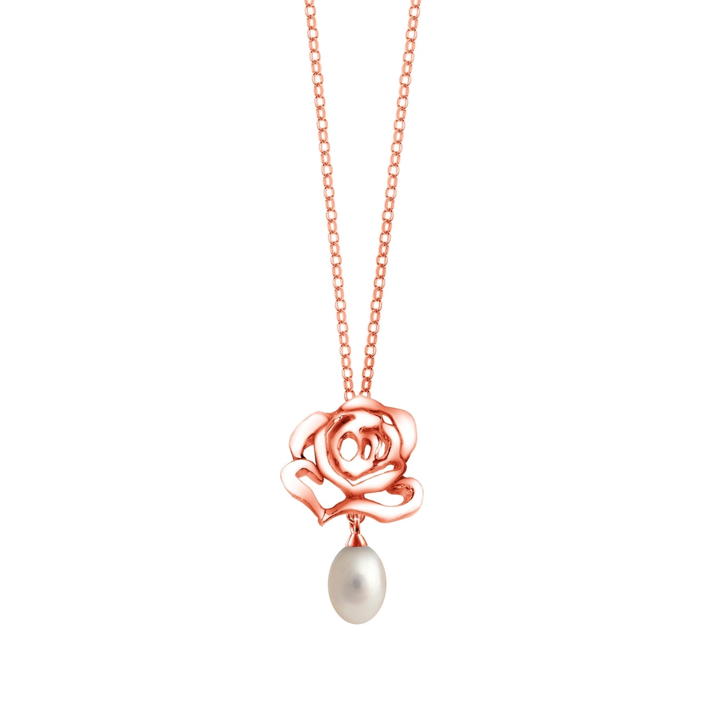 Rose Stud Pearl Drop Pendant