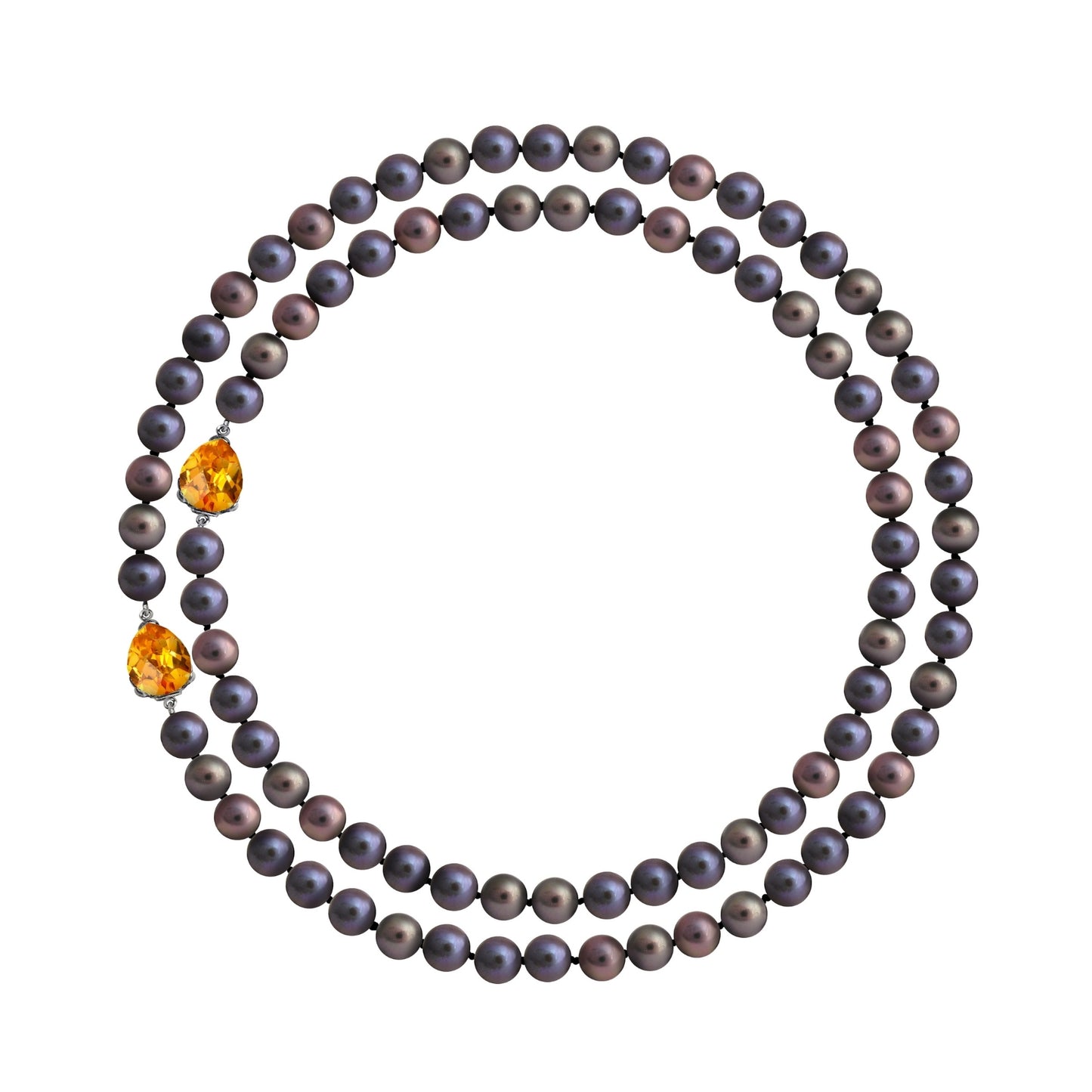 Whispering Dyed Pearl Necklace with Citrine