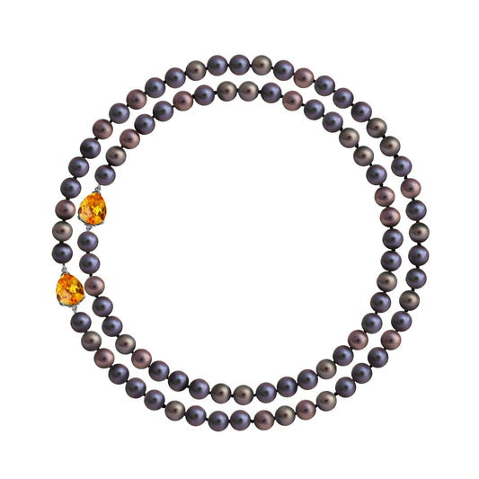 Whispering Dyed Pearl Necklace with Citrine