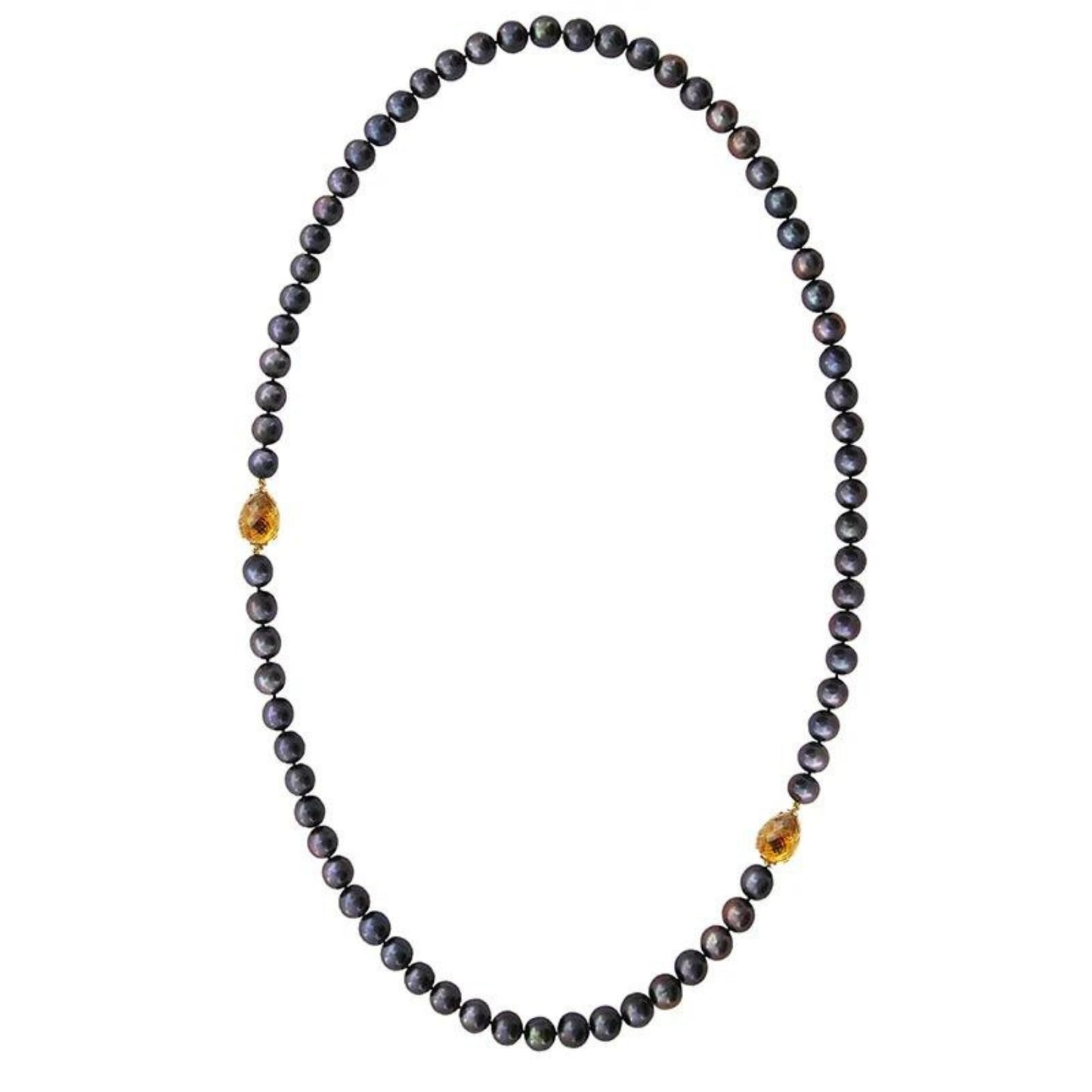 Whispering Dyed Pearl Necklace with Citrine