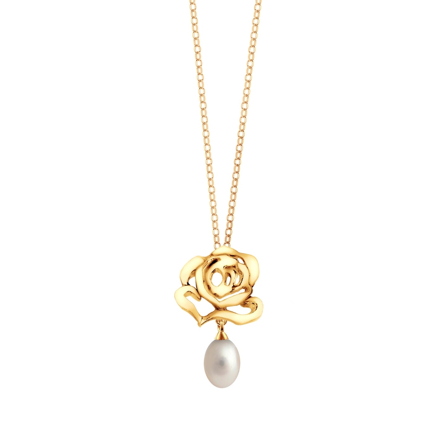 Rose Stud Pearl Drop Pendant