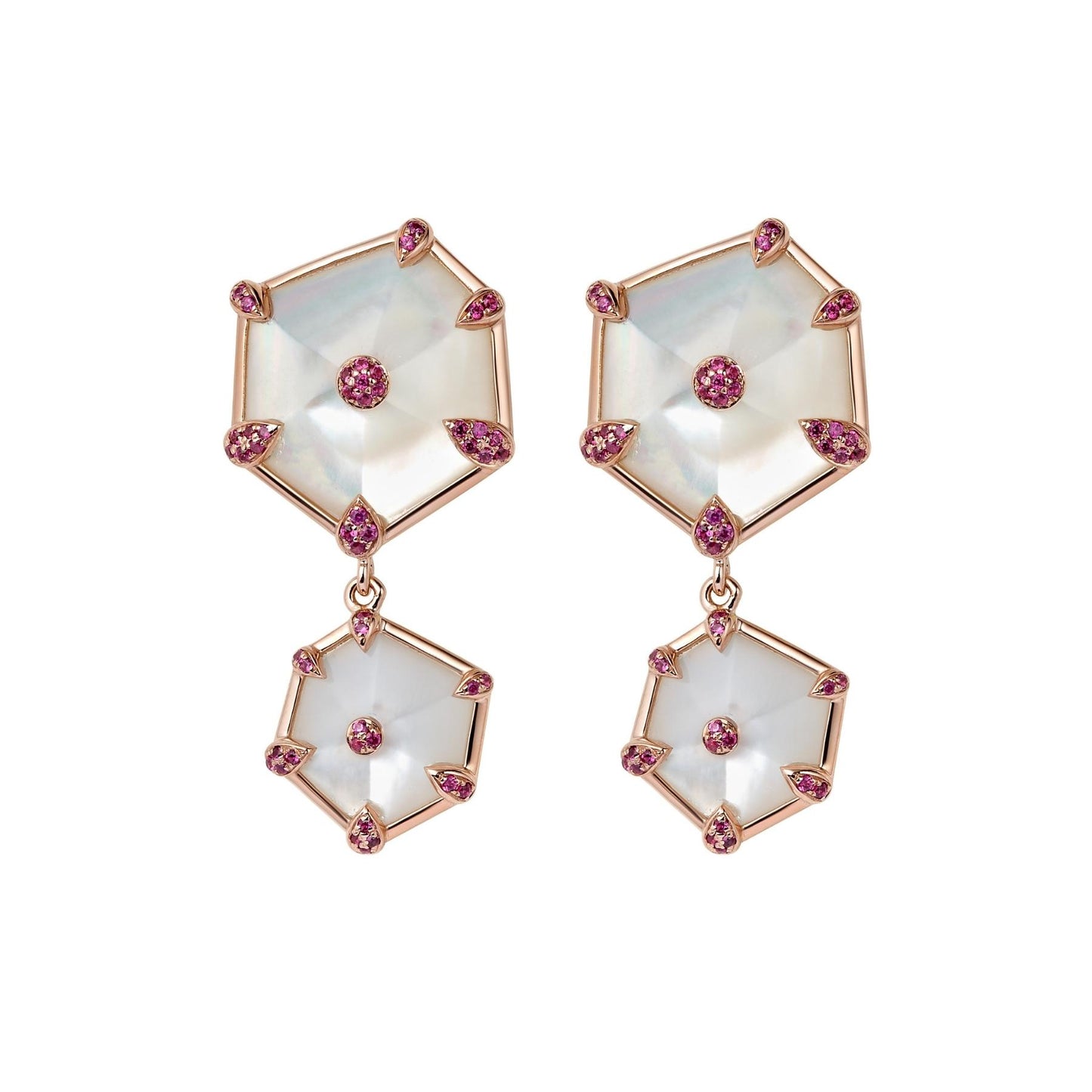 Nova Hexagon Stud Drop Earrings