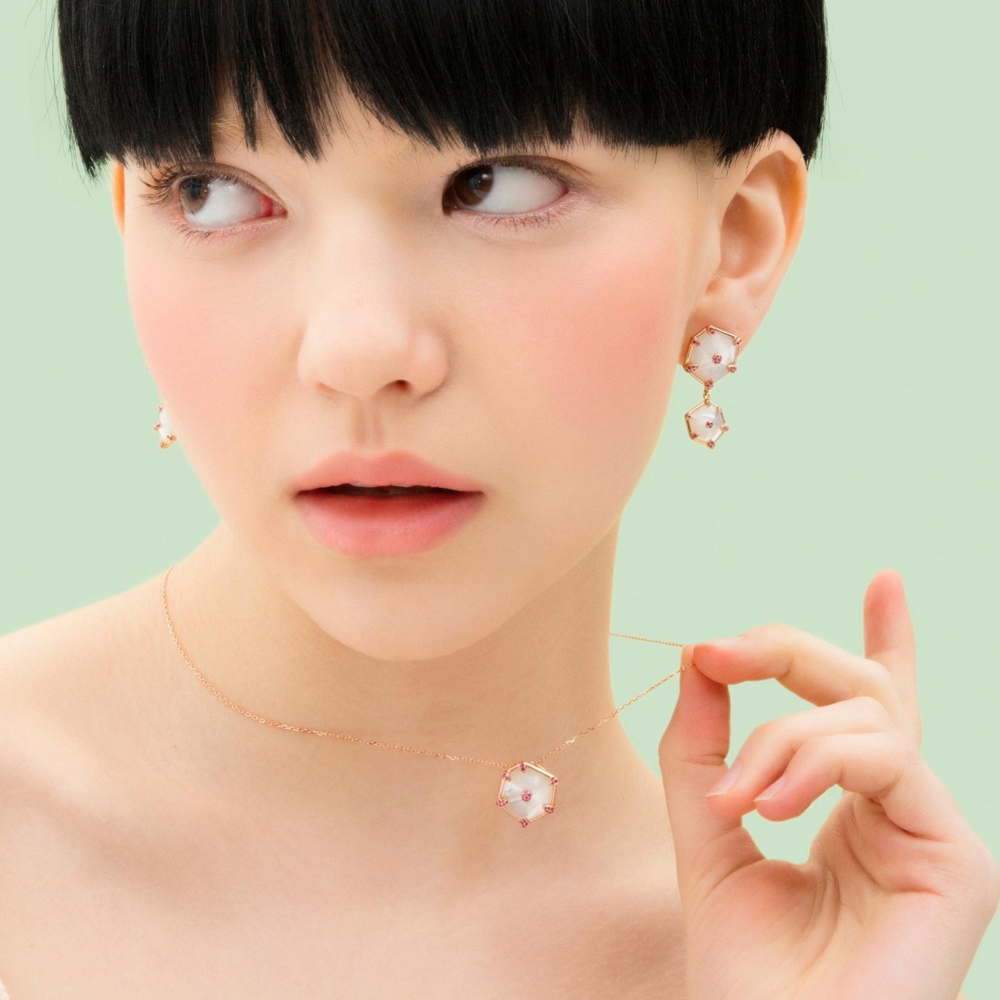 Nova Hexagon Stud Drop Earrings