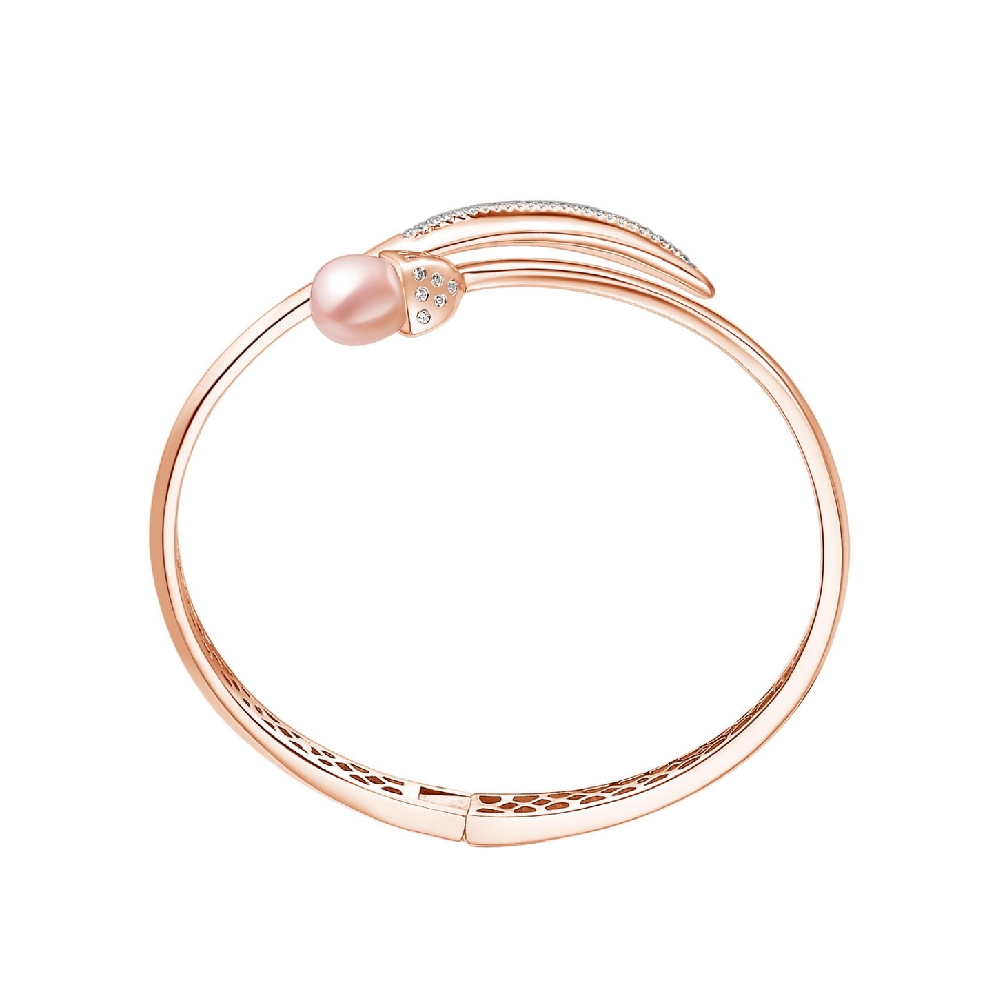 Snowdrop Pearl Bangle with Leaf Detail