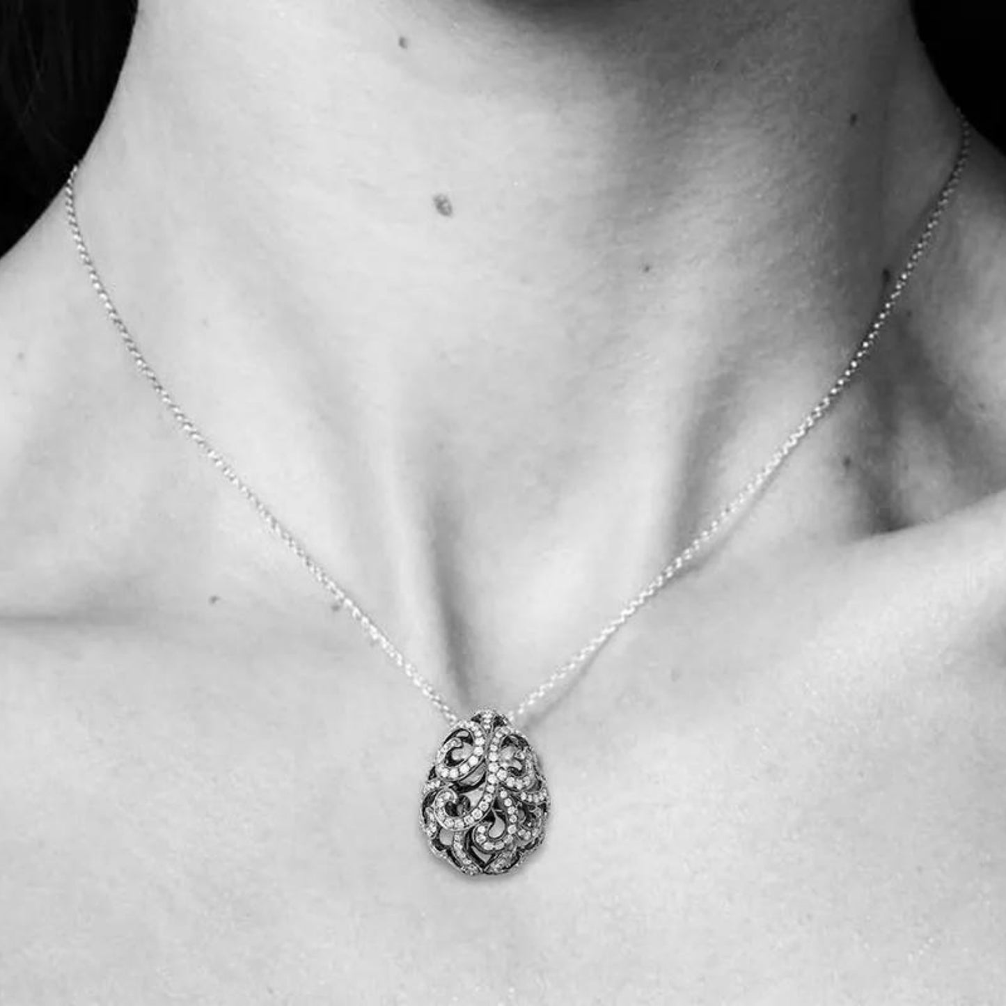 Whispering Large Filigree Egg Pendant