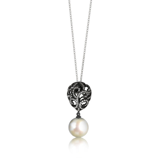 Whispering Pearl Drop Small Filigree Egg Pendant