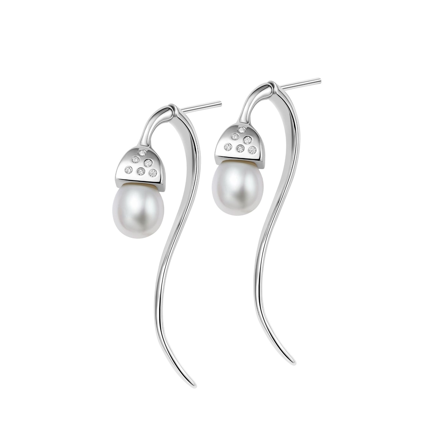 Snowdrop Three-Way Wear Earrings with Cubic Zirconia
