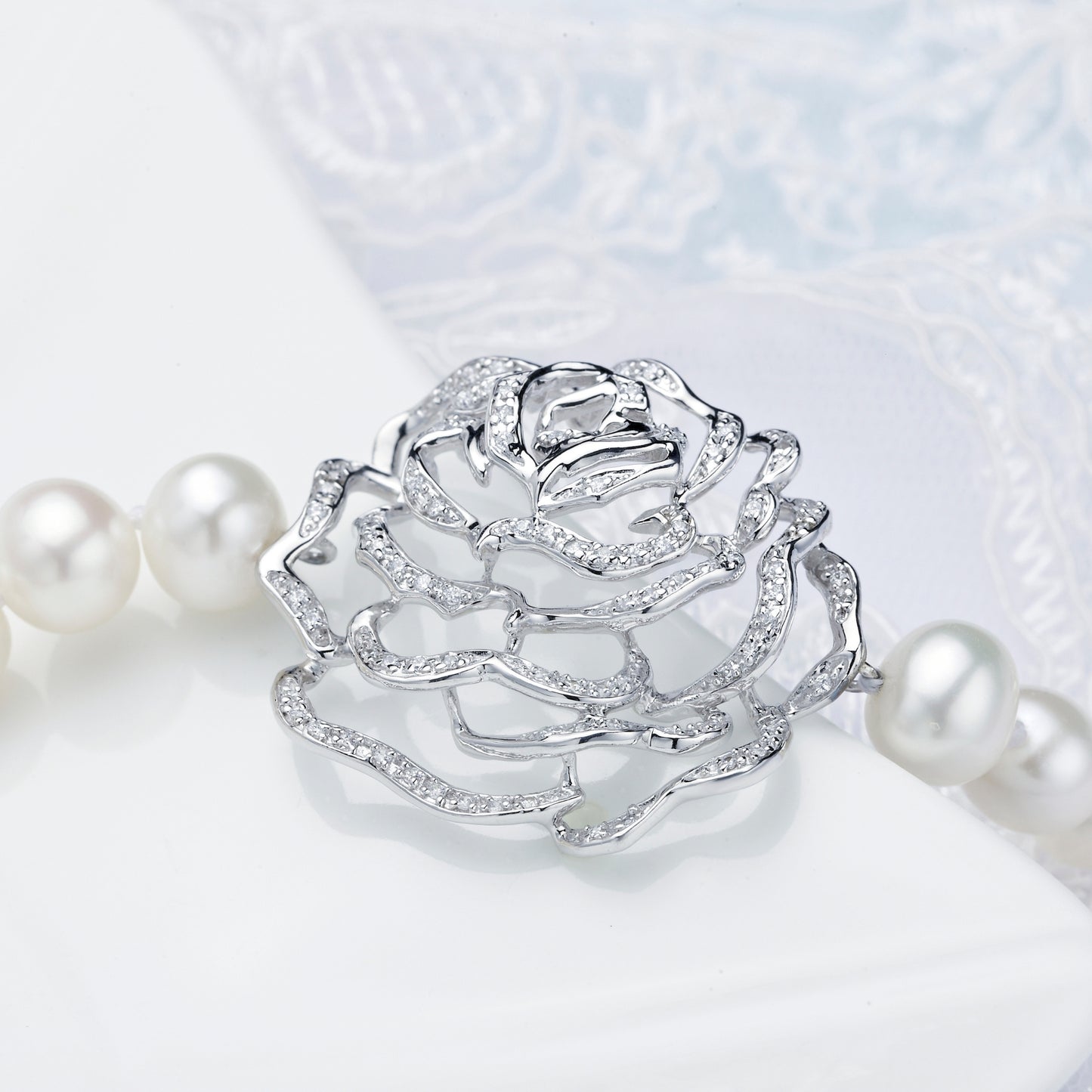 Rose Long Pearl Necklace