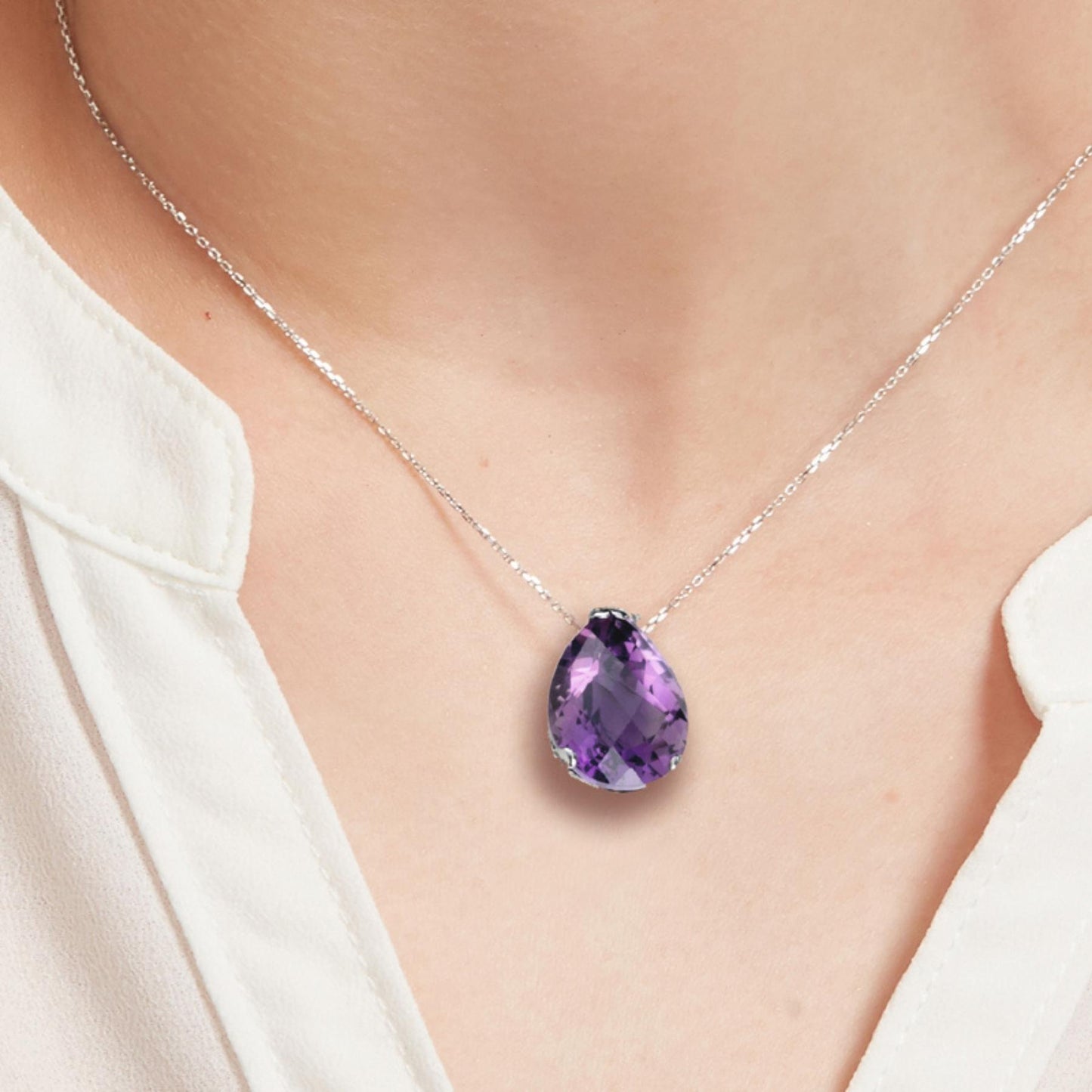 Whispering Large Pear Stone Pendant