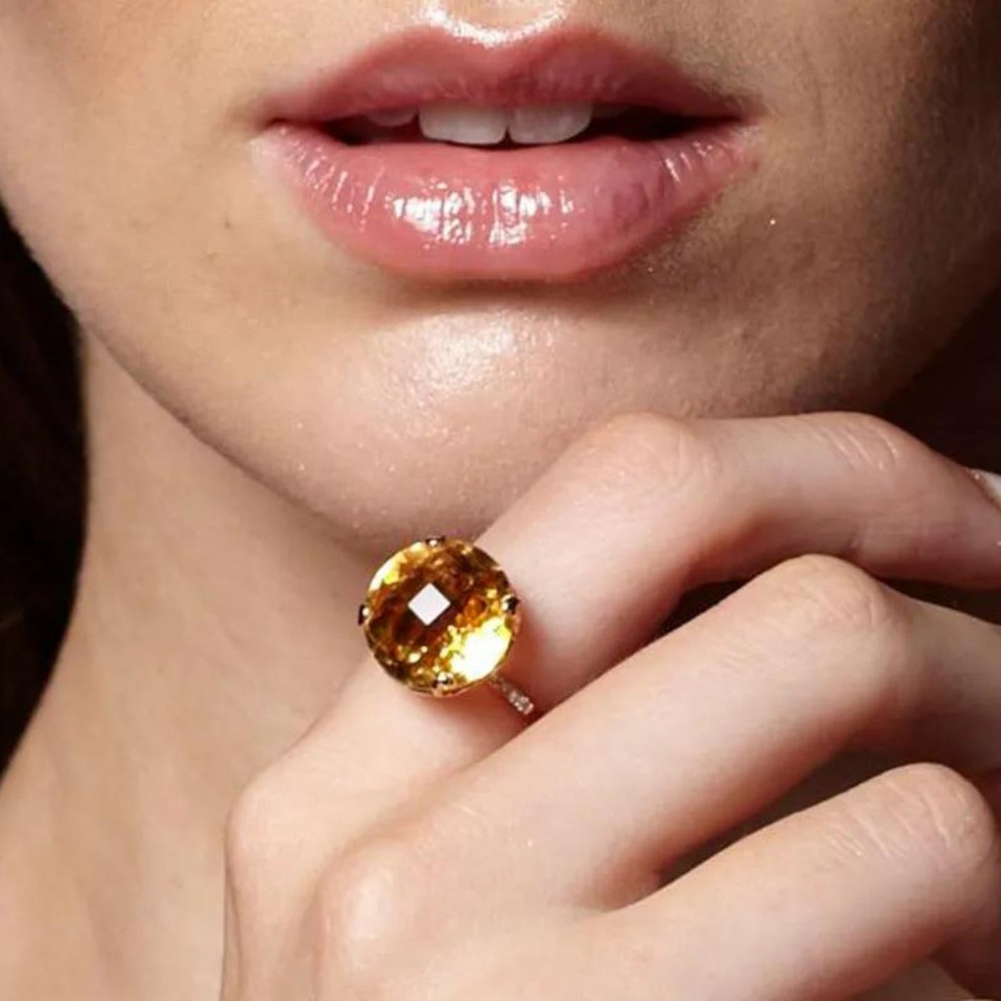 Whispering Large Round Stone Cocktail Ring