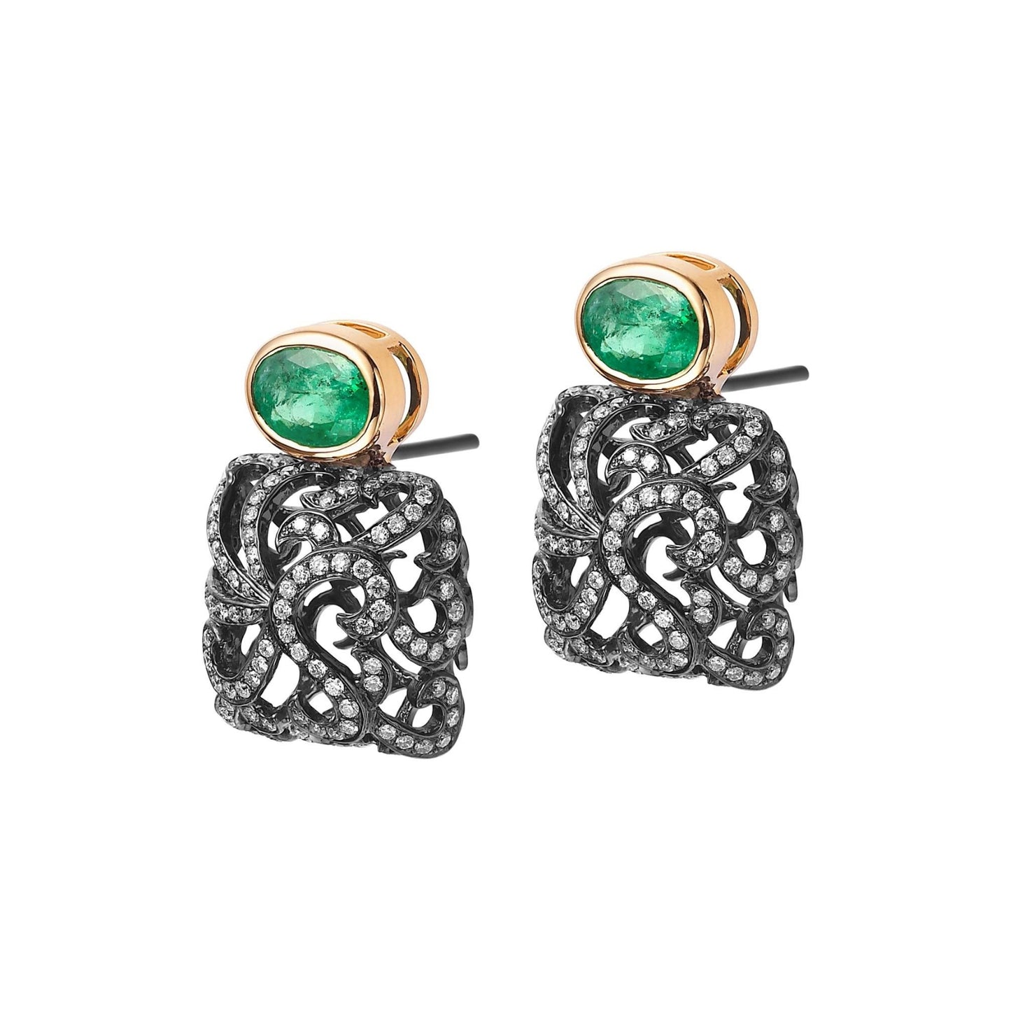 Open Cushion Filigree Stud Earrings