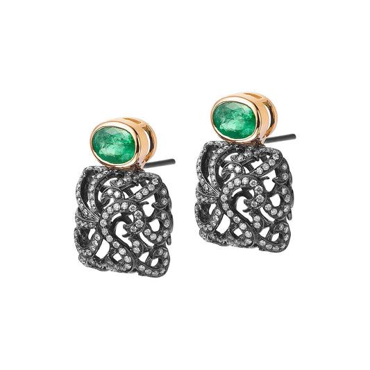 Open Cushion Filigree Stud Earrings