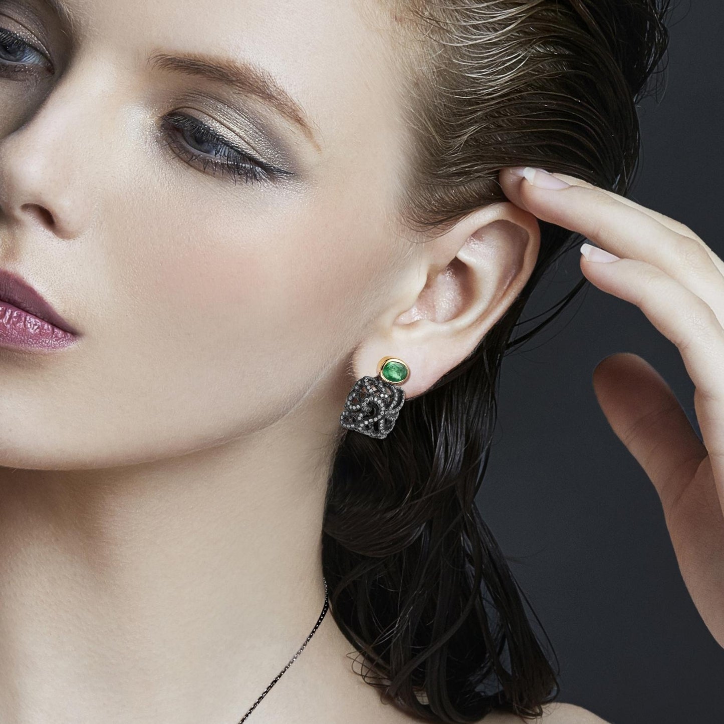 Open Cushion Filigree Stud Earrings