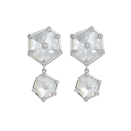 Nova Hexagon Stud Drop Earrings