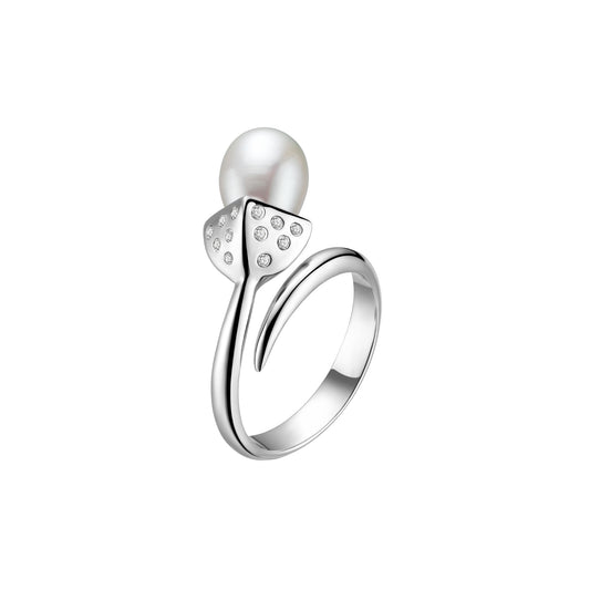 Snowdrop Open-End Ring with Cubic Zirconia