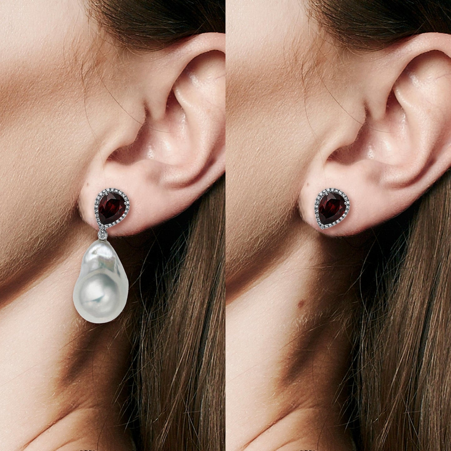 Baroque Pearl Two-Piece Stud Drop Earrings